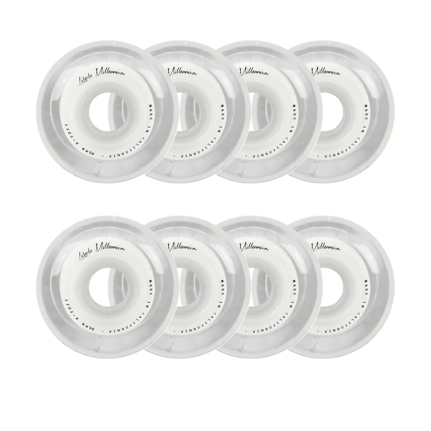 Labeda Roller Hockey Wheels - Millennium Gripper 80mm 74A White (8-Pack)