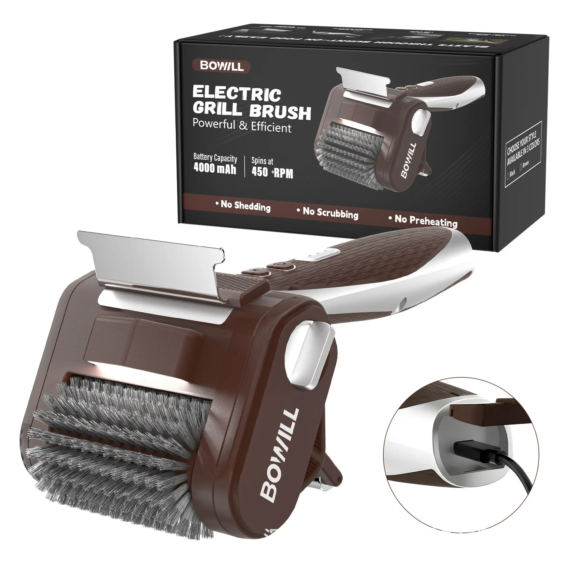 Brown model (comes with 1 steel bristle brush)