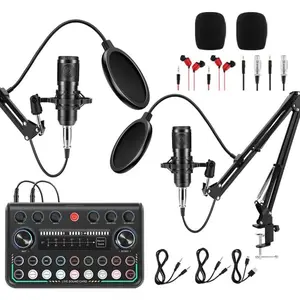 2025 Upgraded Podcast Equipment Bundle for 2, Recording Studio Package with Pro Audio Interface(4 Customize SE) and Podcast Microphone for Gamer Podcasting, Recording, Singing, Streaming