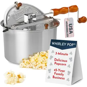 Whirley Pop Popcorn Machine - 3-Minute Stovetop Popcorn Maker for  Movie Snacks &  Night -  -  Pot With Nylon Gears - ()