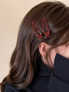 Vintage Ankara Waterdrop Shape Hair Clips Set, Matte Finish Basic Side Clips, Unisex Adult Children, Daily Commute Accessories