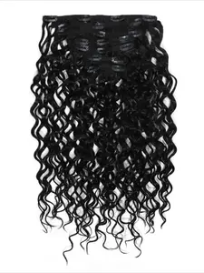 Premium Water Wave Clip In Hair Extensions Real Human Hair Deep Curly 3C 4A Texture 7 Pieces Brazilian Remy Human Hair Invisible Edge Seamless Clip Ins With Tape Weft Design Soft Full Volume Easy To Apply And Remove Perfect For Daily Wear Parties And Addi