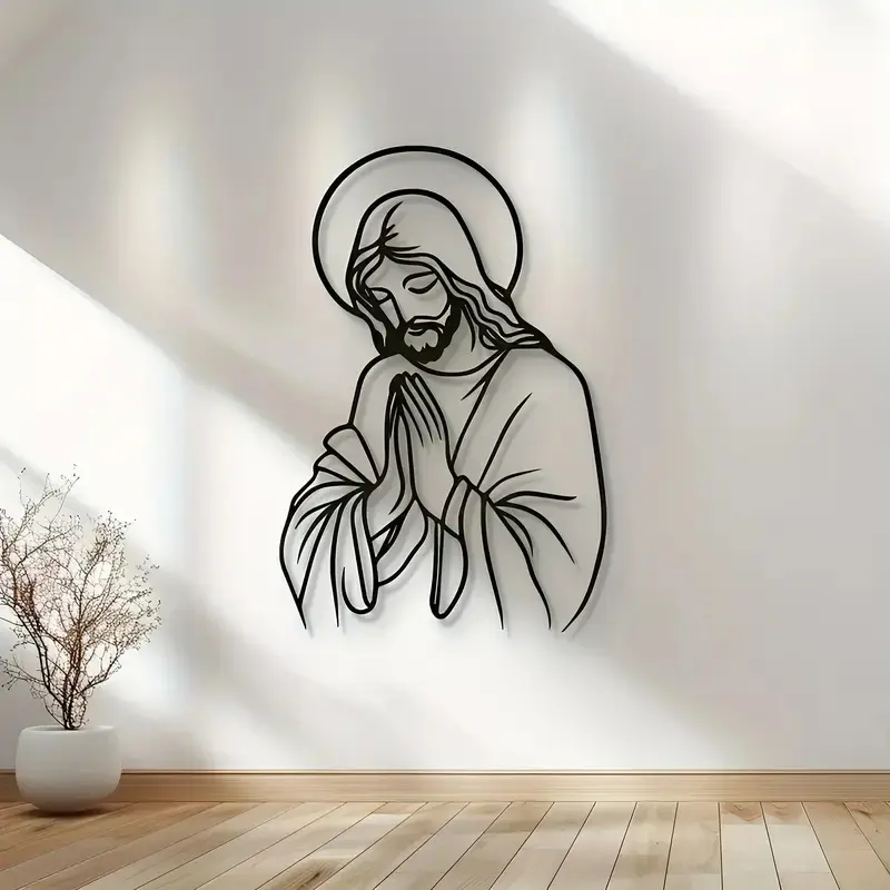 1pc Jesus Metal Wall Decoration, Jesus Metal Wall Art, Lord Metal Wall Decoration, Jesus Metal Wall Decoration, Great Jesus Metal Wall Art, Christian Home Decoration, Perfect for Bedroom Wall Decoration, Metal Laser Cutting Art, Jobin Gift, Easy to Hang
