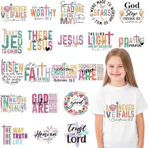 20 Sheets  Verse Iron on Transfers for T Shirts Stickers, Christian Pray DTF Transfers Ready to Press, Heat Transfer Vinyl Religious Iron on Decals for Clothing DIY Designs Washable