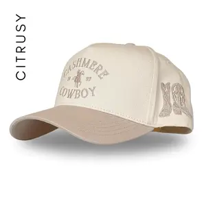 CASHMERE COWBOY TRUCKER HAT - CREAM/TAUPE