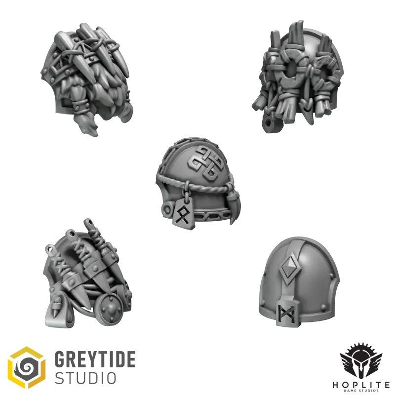 Primal Shoulder Pads E (x10) | Grey Tide Studios | Primal Hounds | Conversion Parts & Bits