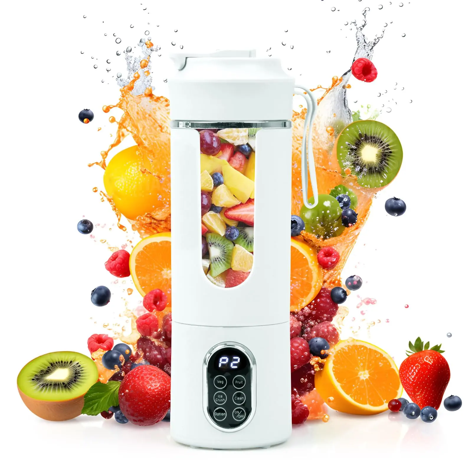 18Oz Portable Blender with 12 Blades, USB Rechargeable Personal Smoothie Maker for Shakes & Juices, Compact Mini Mixer for Home, Office & Travel