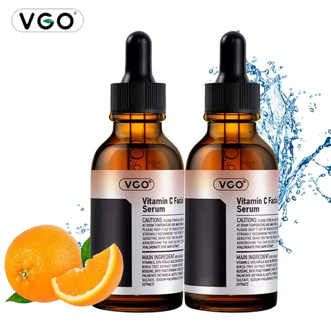 VGO 10% Vitamin C & 2% Vitamin E Brightening Facial Serum (30ml-60ml) - Gentle Daily Acne & Blemish Clearing, Anti-Wrinkle, Dark Spot Brightening, Hydrate & Moisture Boost Treatment for All Skin Types