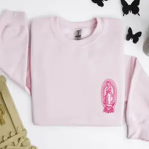 Virgen de Guadalupe Sweatshirt, Virgin Mary Printed, Virgin Fabric Sweater Unisex Fabric Cotton