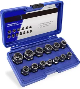 13 count Impact Bolt & Nut Remover Set, Stripped Bolt Extractor Set, Cr-Mo Extraction Tool Set with Solid Storage Case, Easy Out Rusted Rounded Damaged Nuts and
