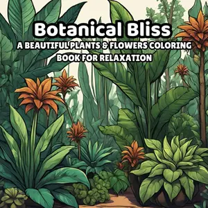 Botanical Bliss Adult Coloring Book with Coloring Materials Set, 50 Easy Nature-Inspired Pages for Stress Relief & Creativity Art Therapy (Suitable for Teens)
