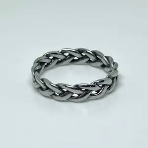 Stainless Steel Braid Ring – Silver-Tone Band Ring