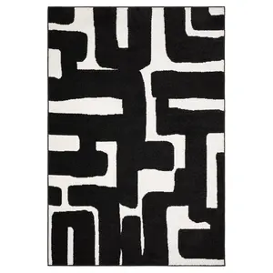 Oriental Weavers Quinn QUI08 Black Ivory Modern Machine Woven Rug