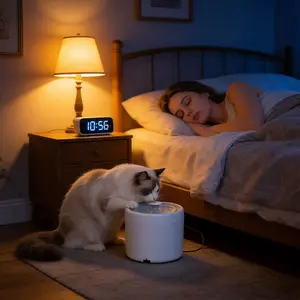 2L Cat Water Fountain, Automatic Pet Water Dispenser with Ultra Quiet Pump, Circulating Filtration System, Visible Water Level, Easy to Clean, 2000ML Large Capacity for Cats, Dogs, Small Pets