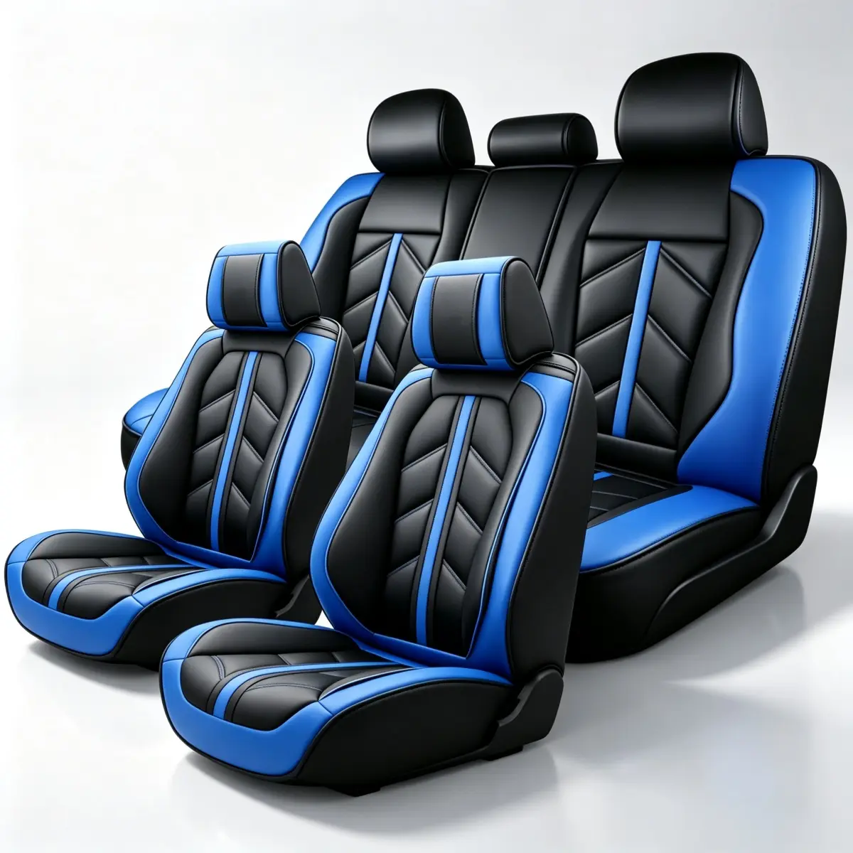 For Subaru Crosstrek / WRX / Outback / Legacy / Impreza Car Seat Covers, Premium 3D PU Leather 5 Seat Covers Full Set with Storage Pockets, Waterproof Breathable Non-Slip Car Front Rear Seat Cushion Protector Mats, Rear Split Fit 40/60 40/20/40 50/50