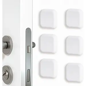 Door Stoppers Wall Protector, Silicone Door Bumper, Self-Adhesive Wall Shield, Door Slamming Silencer, Door Knob Guard for Home, Office, School, 1.77 x 1.77 Inch [6 Pack] [White]