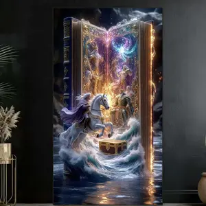 1 Piece, 5D Diamond Painting Kit Full Round Drill, Magic Horse DIY Mosaic Wall Art, Beginner Craft Set (with Tools), Home Wall Decor Gift, Diamond Art Kit