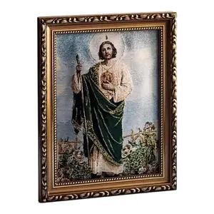 San Judas 9"x11" CUADRO Full Body Picture Frame Cushioned Tela Texture Tapestry Acolchonado Brand New Religious Decor Cloth Saint Jude Thaddeus