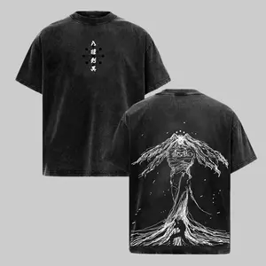 Retro Heavyweight 90s Dark Demon Abstract Monster Double Sided Vintage Acid Washed Tee Unisex Oversized Relaxed Fit Round Neck Cotton Graphic Streetwear Top Gift For Retro Tee Collectors Crewneck Soft