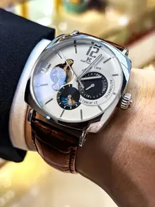 Fashionable Men's Mechanical Watch, Vintage Skeleton Design, Stainless Steel Case, Analog Face, Business & Casual, Battery-Free