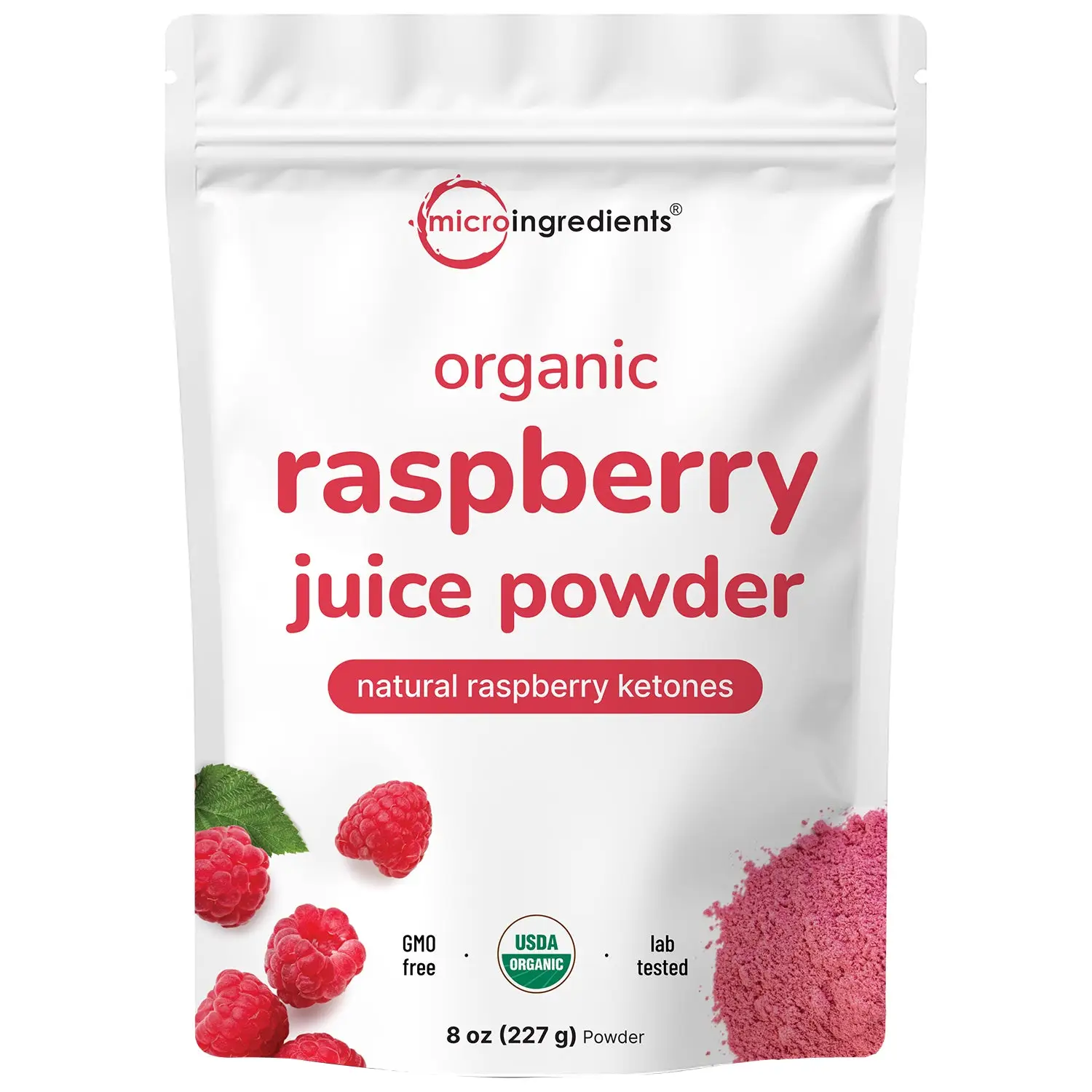 Micro Ingredients Organic Raspberry Juice Powder, 8oz Vitamin Beverage