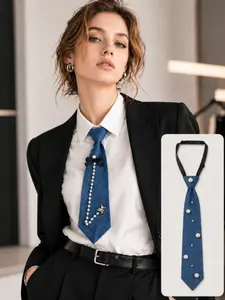 Women's Elegant Rhinestone Decor Tie, Fashionable Necktie for Business, Formal Occasions, Casual Neckwear for Daily Wear, Styling