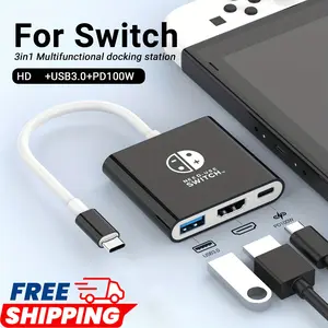 3 in 1 Switch Dock for Nintendo, Switch Docking Station for TV, Portable Nintendo Switch TV Adapter USB C Charging Dock, Type C to 4K HDMI Output Hub for Nintendo Switch OLED/Steam Deck/Samsung DeX Console Smartphone Springtok Outdoorfun Blue & Red