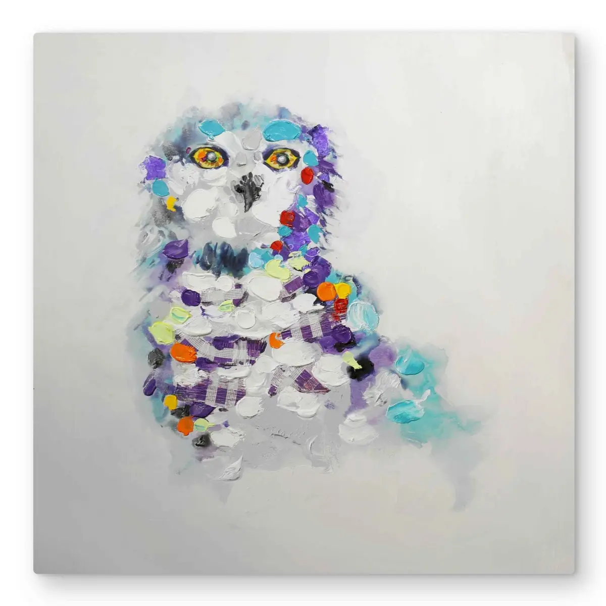 212 MAIN 32x32 in. Lightweight Aluminium Abstract Owl Wall Art - Artistic, Vibrant, Minimalist Nature-Inspired Animal Print, Contemporary Design Home Decoration for Living Room