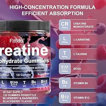Fitfido Creatine Monohydrate Gummies 8000mg with L-carnitine