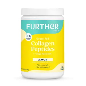Further Food Lemon Collagen Powder - 20g per Serving Natural Source of Collagen with Chaga Mushroom for Healthy Hair Gut Nails & Immune Boost Supplement