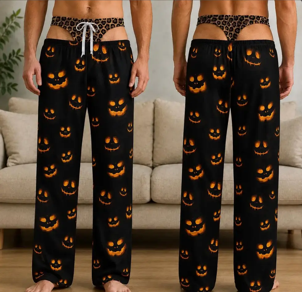 Halloween Pajama Pants, Unisex Funny Pumpkin Lounge Pants, Novelty Printed Sleepwear Bottoms, Spooky Pajama Bottoms, Halloween Gift for Men Women
