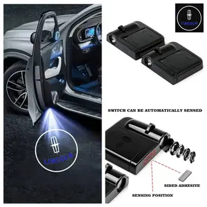 2PCS Lincoln Logo Car Welcome Light, Door Lights, Welcome Courtesy Light, No-Drill Projector Ambient Lamp, Fit for Navigator, Continental, MKZ, Nautilus, Aviator & All Lincoln Models