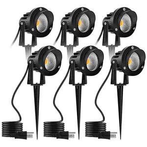 6 Pack LED Landscape Spotlights, 10W Outdoor Spotlights for Yard, 3000K Warm White, 120V AC Spot Light with Ground Spike, Waterproof Landscape Lighting for House Garden Lawn Decorative