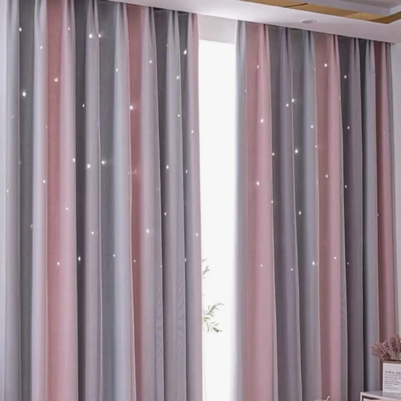 1pc Star Hole Blackout Curtain, Elegant Drape Fabric, Ideal for Living Room & Bedroom Decor, High-Quality Material, Korean Style, Home Decoration Curtain, Home Decorative Curtain