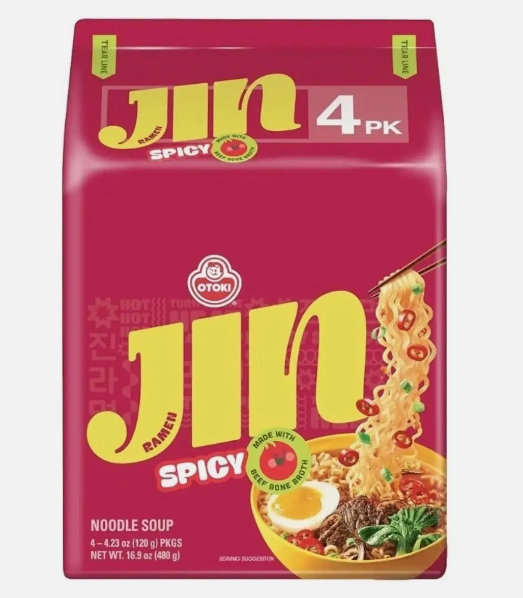 [4 Packs] Ottogi Jin Ramen SPICY Korean Instant Noodle Variety Pack