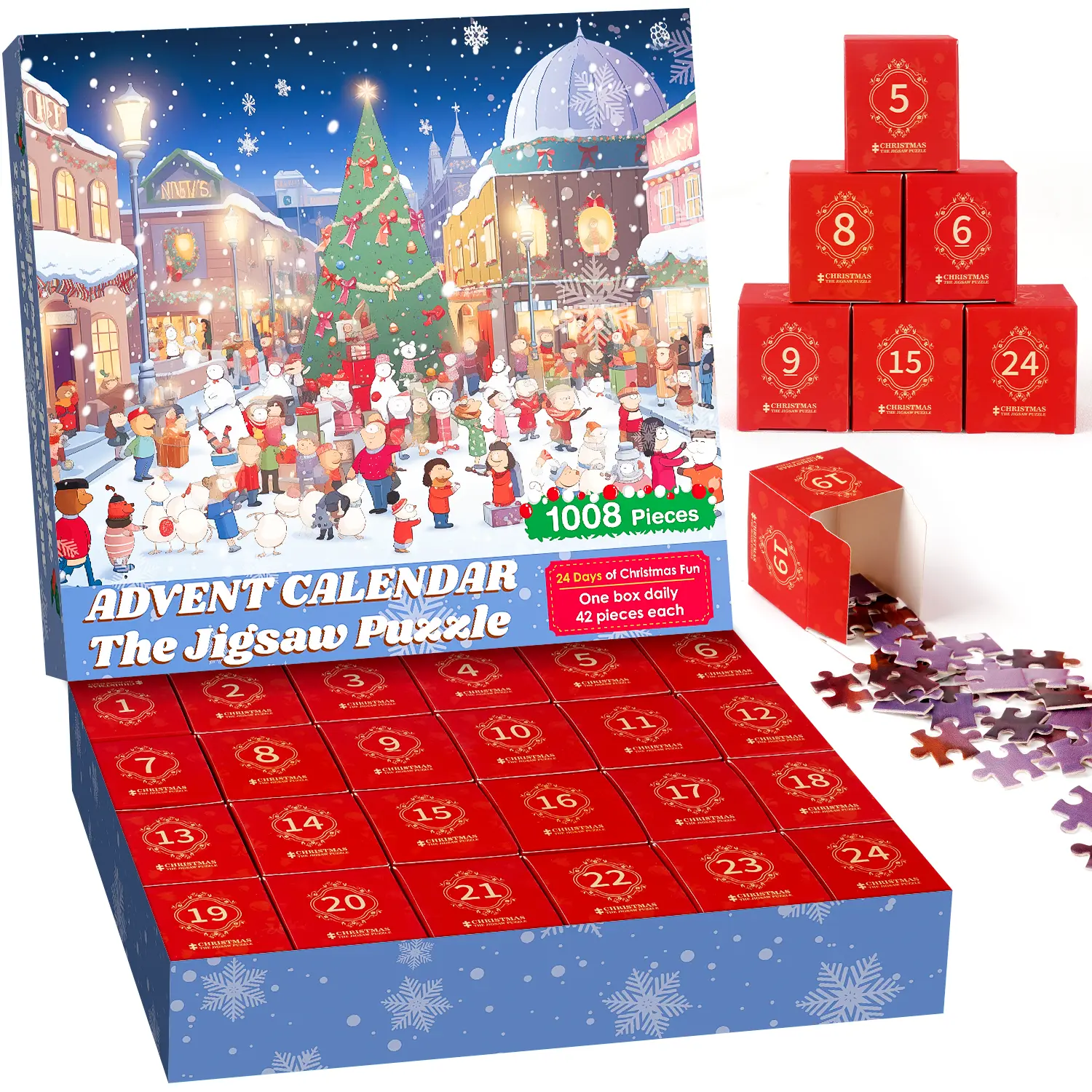 Christmas 1008 Pieces Puzzle Advent Calendar, 24 Days of Christmas Countdown Calendar for Teenagers, Girls, Boys, Cool Gifts for Dads, Mums, Women, Men who have everything, Party Gifts, Unique Creations,family time,Winter Decoration