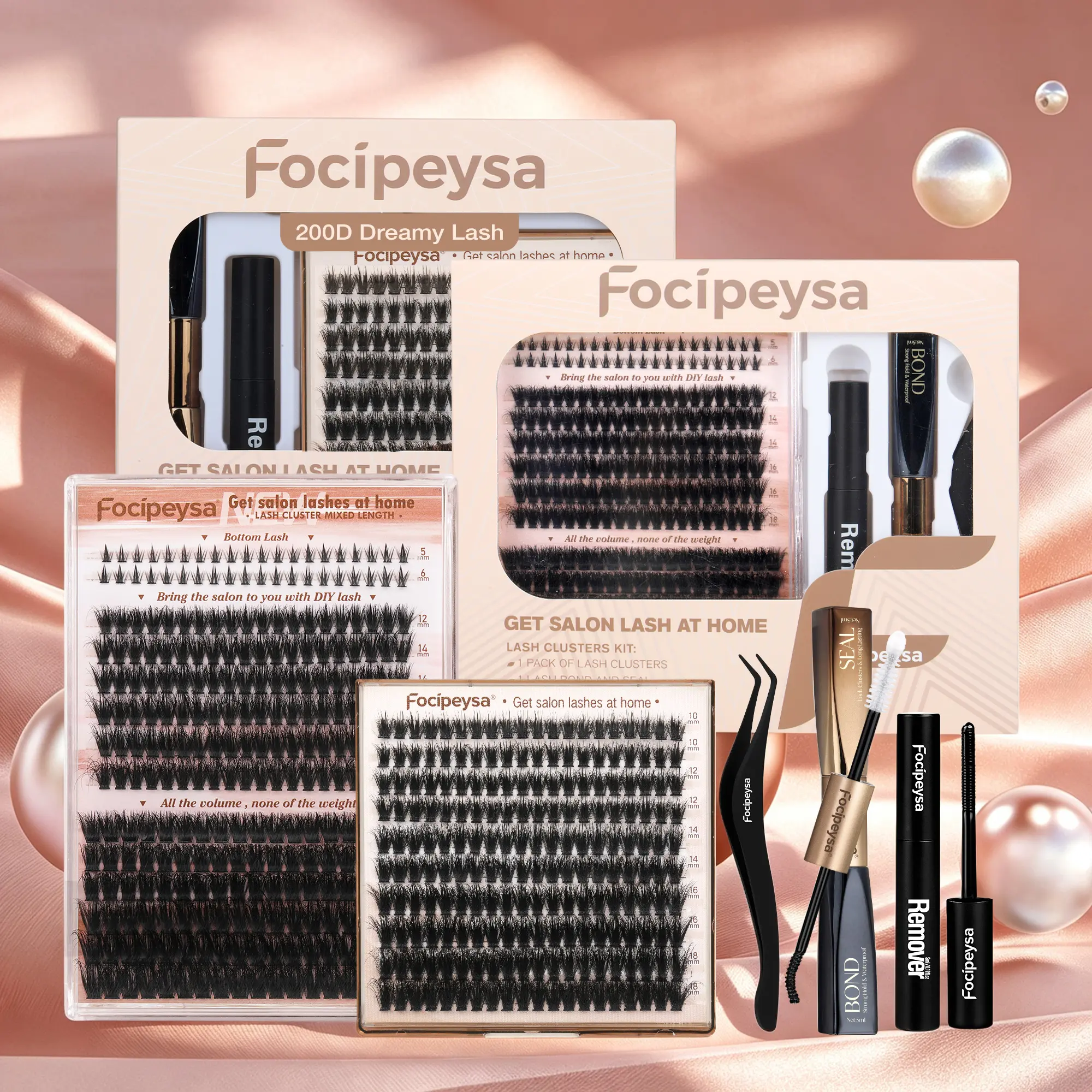 Focipeysa Dreamy Lash Clusters | 200D Volume Lash Clusters | Resuable  Clusters Lashes | Beginner Friendly | D Curl DIY Cluster Lashes for Flawless Makeup | Salon-Level Volume Lash Extensions at Home,back to school