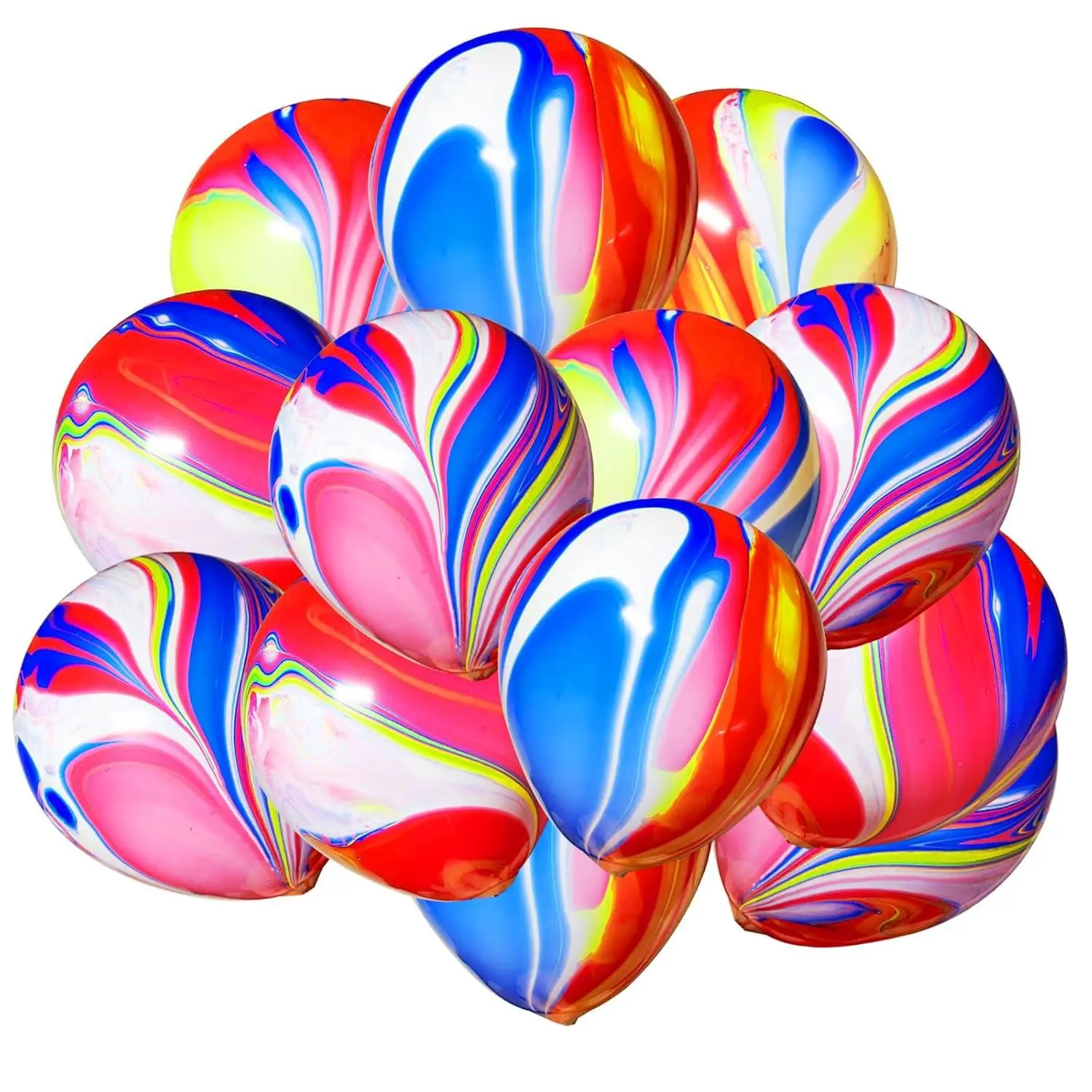 Rainbow Tie Dye Balloons Rainbow Marble Agate Latex Balloons 50 Pcs 12 Inches Hippie Party Balloons Swirl Balloons For Tie Dye Party Christmas Supplies Birthday Decorations