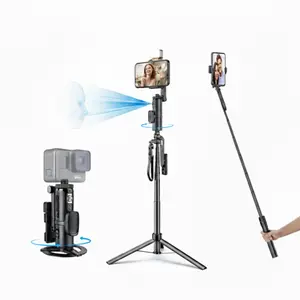 AI Auto Face Tracking Tripod with Selfie Stick, No App Needed, Gesture Control, Bluetooth Remote & Fill Light for TikTok Live, Vlogging, Travel Photos