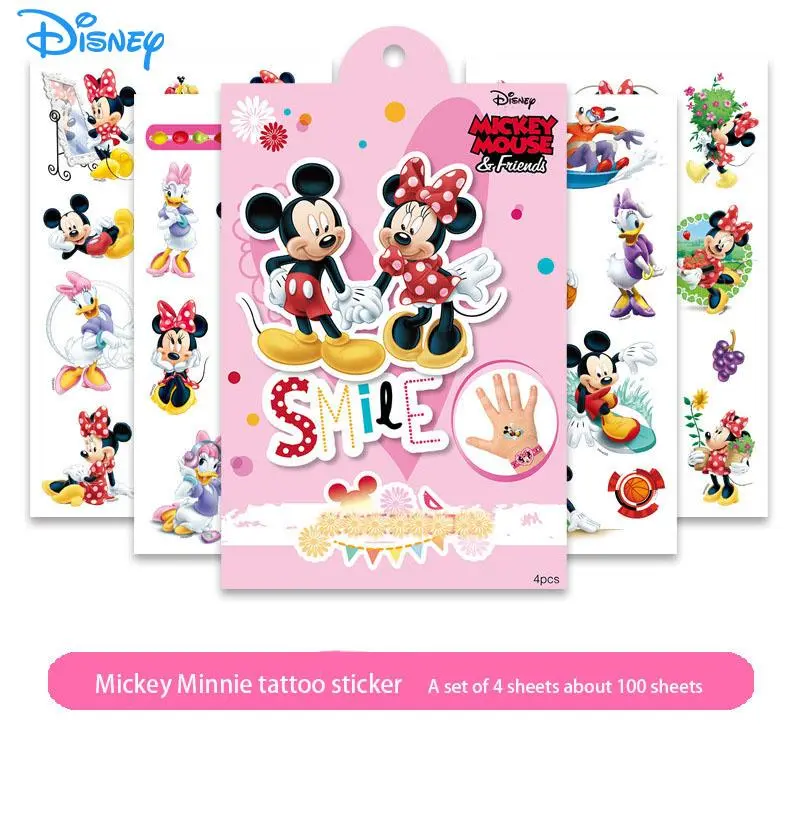 Cute Disney Mickey Minnie Temporary Tattoo Stickers, Cartoon Kids Body Art Stickers for Party Favors & DIY Makeup Decor