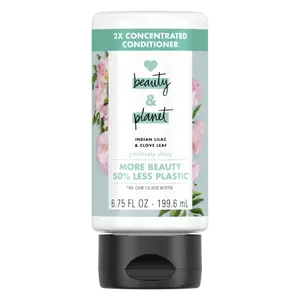 Love Beauty And Planet 2X Concentrated Gentle Glossy Daily Liquid Conditioner - 6.75 oz Indian Lilac & Clover Leaf, Coconut-Infused Haircare for Adults, Moisture-Rich Nourishing Dry Hair Hydrator (Single Item)