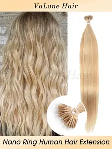 Nano Ring Hair Extensions, Pre-Bonded Nano Ring Remy Human Hair Extensions, Cold Fusion Nano Ring Hair Extensions, Nano Tip Hair Extensions, 50 Strands Remy Human Hair Extensions, Suitable For All, Invisible, Natural, Seamless Extensions