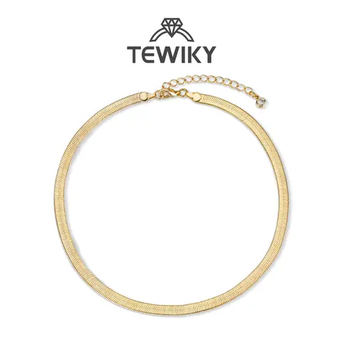 Tewiky Women's 14K Gold Plated 5mm Dainty Herringbone Choker - Thin Layered Chunky Snake Chain, Elegant Daily Wear Necklace, Necklaces for Women, School & Business Jewelry, Teen Girls Gifts
