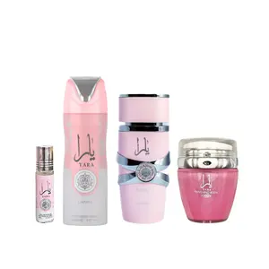 Lattafa Yara 4-Piece Luxury Fragrance Bundle for Women – 3.4 Oz Perfume, Body Spray, Perfume Oil & Body Lotion