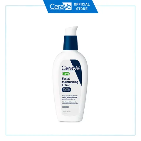 CeraVe PM Facial Moisturizing Lotion - Ultra-Thick Formula with Hyaluronic Acid for Gentle Hydration and Restoring Skin Tone