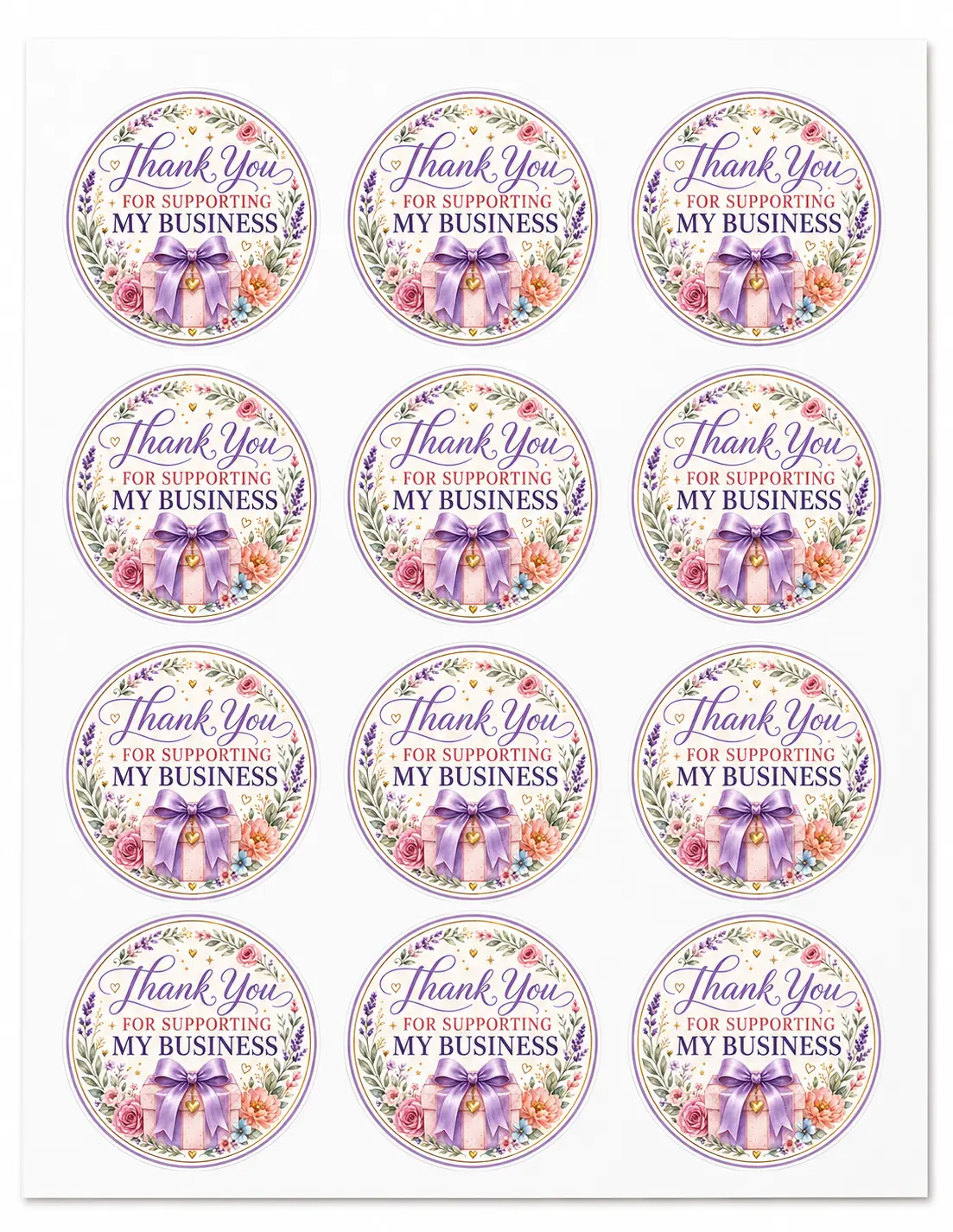 Thank You for Supporting My Small Business Stickers – Floral Round Packaging Labels