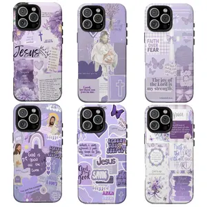 Christian Faith Aesthetic Full-Coverage Phone Case, Purple Butterfly Ribbon Cover, Lavender Jesus Scripture iPhone Shell, Coquette Bible Verse Gift, Protective Shockproof Case, IPhone 17 16 15 14 13 12 11 Pro Max Plus, Samsung Galaxy S26 S25 S24 S23 S22,