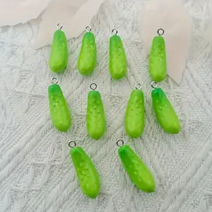 Pickle Shaped Pendant, 100pcs/set Cute Resin Pickle Charms with Metal Loop, DIY Jewelry Accessories for Keychains & Earrings, Jewelry Gifts
