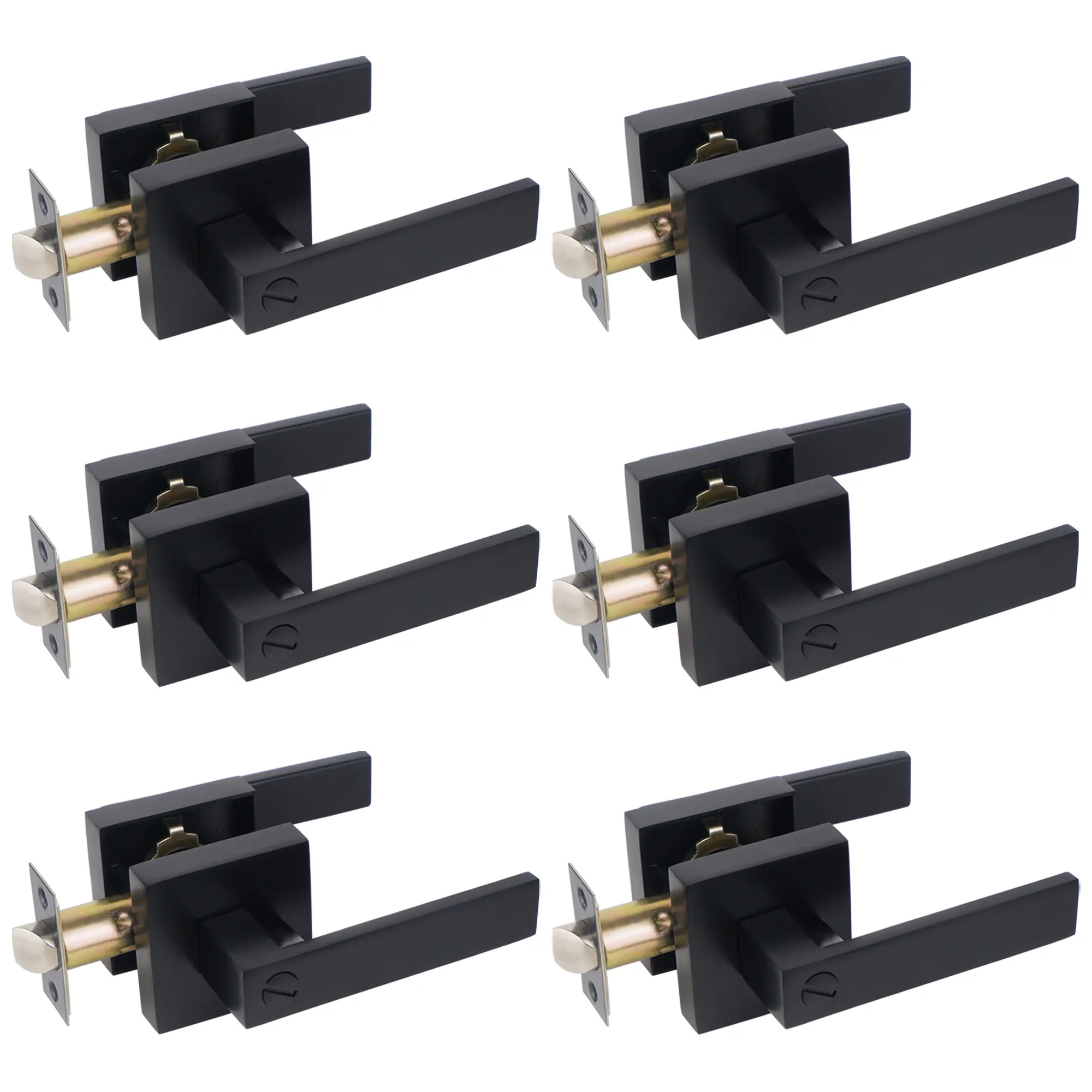 6pcs Matte Black Door Handle Heavy Duty Door Lever Privacy Door Lock Set Door Hardware, Left or Right Handing Door Handles, Interior Door Handle