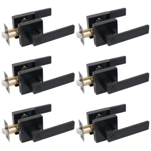 6pcs Matte Black Door Handle Heavy Duty Door Lever Privacy Door Lock Set Door Hardware, Left or Right Handing Door Handles, Interior Door Handle